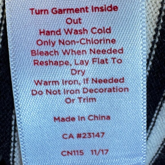Talbots Oprah Magazine Collection Navy White and Red Stripe Cardigan Size Large - Picture 9 of 9